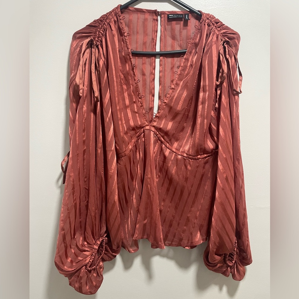 ASOS Rust Blouse with Balloon Sleeves and Bows
